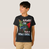 Ich bin 4 So rolle ich Dinosaurier Monster Truck B T-Shirt (Vorne ganz)