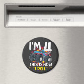 Ich bin 4 So rolle ich Monster Truck Circle Magnet (In Situ (Geschirrspüler))