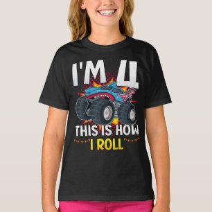 Ich bin 4 So rolle ich Monster Truck Girl T-Shirt