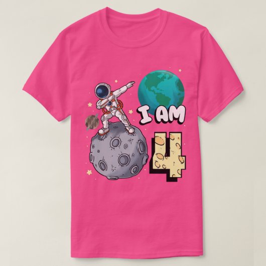 Ich bin 4 Space Astronaut Kid Moon Walker 4. Gebur T-Shirt (Design vorne)