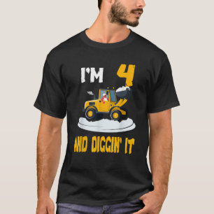 Ich bin 4 und graben es lustige Kinder Bagger 4. B T-Shirt