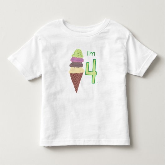 Ich bin 4, vier Schaufeln Eiscreme auf Kleinkind T-shirt (Vorderseite)