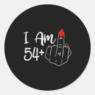 Ich bin 54 Plus 1 Mittelfinger Lustig 55. Geburtst Runder Aufkleber