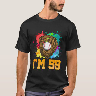 Ich bin 59 Sporthandschuh Baseball Player 59. T-Shirt