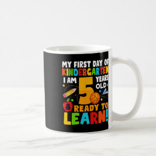 Ich bin 5 bereit, meinen ersten Schultag zu lernen Kaffeetasse