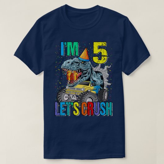 Ich bin 5. Lass uns Monster Truck Dinosaurier zerd T-Shirt (Design vorne)