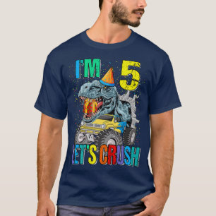 Ich bin 5. Lass uns Monster Truck Dinosaurier zerd T-Shirt