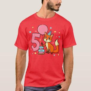 Ich bin 5 mit Fuchs Mädchen Geburtstag 5 Jahre alt T-Shirt