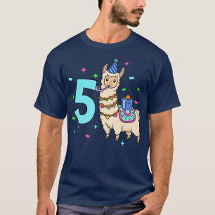 Ich bin 5 mit Lama Kindergeburtstag 5 Jahre alt T-Shirt
