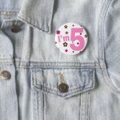 Ich bin 5 Rosa-und Brown-Blumen Button (Beispiel)