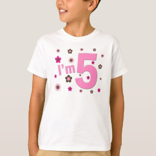 Ich bin 5 Rosa-und Brown-Blumen T-Shirt