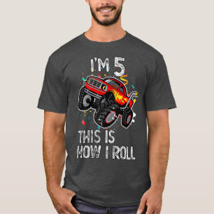 Ich bin 5 so Roll 5 Geburtstags Monster Truc T-Shirt