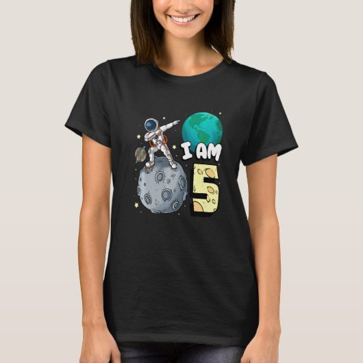 Ich bin 5 Space Astronaut Kid Moon Walker 5. Gebur T-Shirt (Vorderseite)