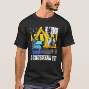 Ich bin 5 und zerstöre es Baubagger 5th B T-Shirt