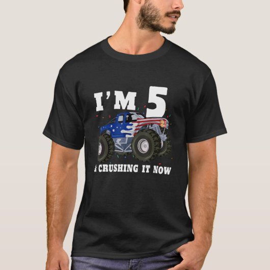 Ich bin 5 & zerquetschen es jetzt Monster Truck 5. T-Shirt (Vorderseite)