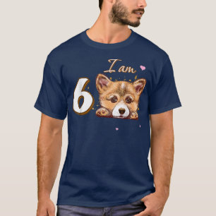 Ich bin 6 Corgi-Geschenk für 6. Geburtstagsgeschen T-Shirt