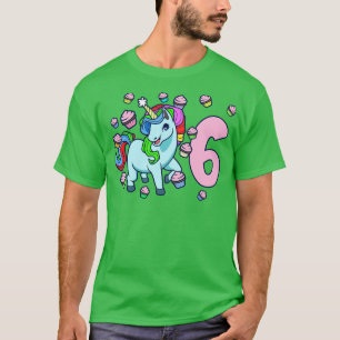 Ich bin 6 Jahre alt mit unikorischem Mädchen Gebur T-Shirt
