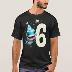 Ich bin 6 Jahre alt Niedlicher Hai Fisch Kindermäd T-Shirt