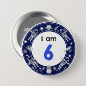 Ich bin 6 Weltraumflugzeugjahre Geburtstag Button (Vorne & Hinten)