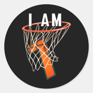 Ich bin 7 Basketball Themed 7. Geburtstagsparty Ce Runder Aufkleber