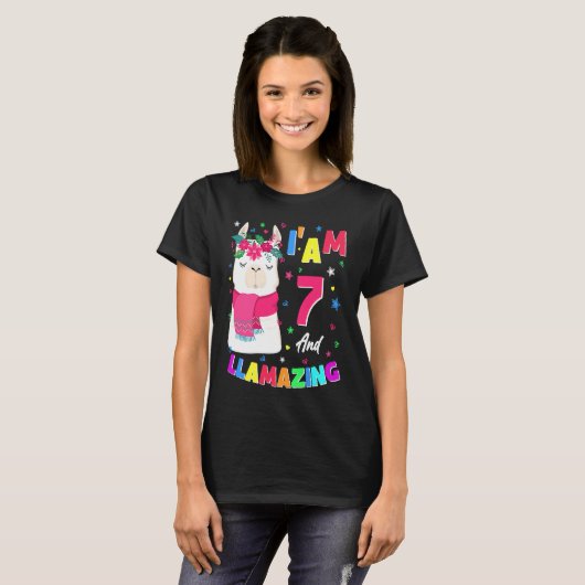 Ich bin 7 Jahre alt Alpaca Llamazing Llama 7. Gebu T-Shirt (Vorne ganz)