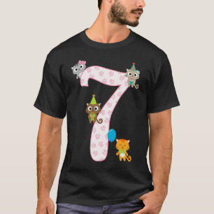 Ich bin 7 Jahre alt Cat Girl 7. Geburtstag T-Shirt