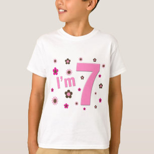 Ich bin 7 Rosa-und Brown-Blumen T-Shirt