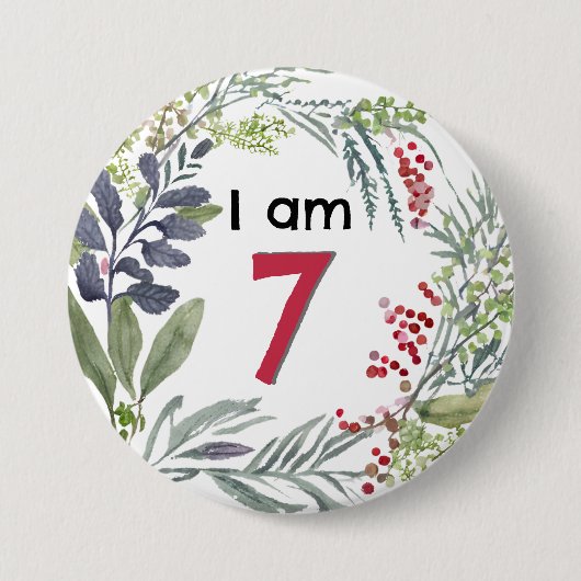 Ich bin 7 Schöne Florale Hübsche Stecknadel Abzeic Button (Vorderseite)