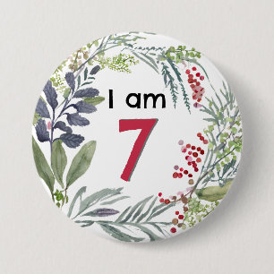 Ich bin 7 Schöne Florale Hübsche Stecknadel Abzeic Button