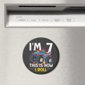 Ich bin 7 So rolle ich Monster Truck Circle Magnet (In Situ (Geschirrspüler))