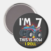 Ich bin 7 So rolle ich Monster Truck Circle Magnet (Vorderseite/Rückseite)