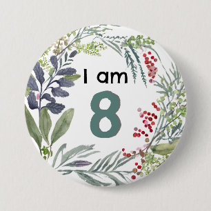 Ich bin 8 Elegante Botanische Pflanzen Geburtstags Button