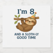 Ich bin 8 und ein Sloth-ly-Good Time Classic T - S Schaumweinetikett (Einzelnes Label)