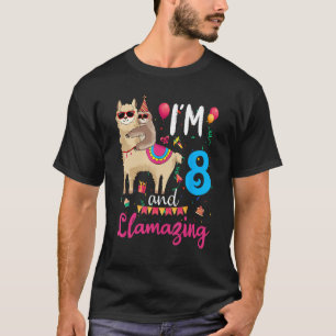 Ich bin 8 und Llamazing Llama Thema 8. Geburtstags T-Shirt