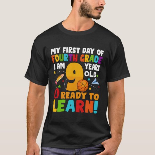 Ich bin 9 bereit, meinen Rücken in die Schule zu l T-Shirt (Vorderseite)