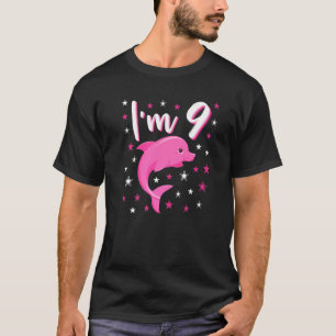 Ich bin 9 süße kleine rosa Delfin-Idee Geburtstags T-Shirt