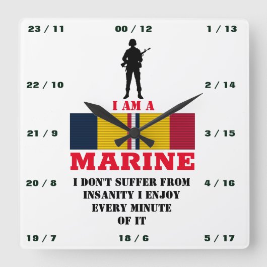 ICH BIN A-MARINE QUADRATISCHE WANDUHR (Vorderseite)