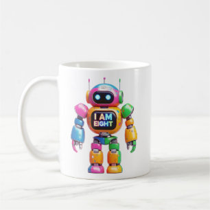 Ich bin acht Roboter für Kinder 8. Geburtstag Robo Kaffeetasse