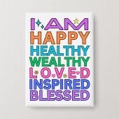 Ich bin Affirmation Abzeichen - farbenfrohe positi Button (Vorderseite)