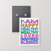 Ich bin Affirmation Abzeichen - farbenfrohe positi Button (Vorderseite/Rückseite)