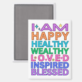 Ich bin Affirmation Magnet - farbenfrohe positive (Vorderseite/Rückseite)