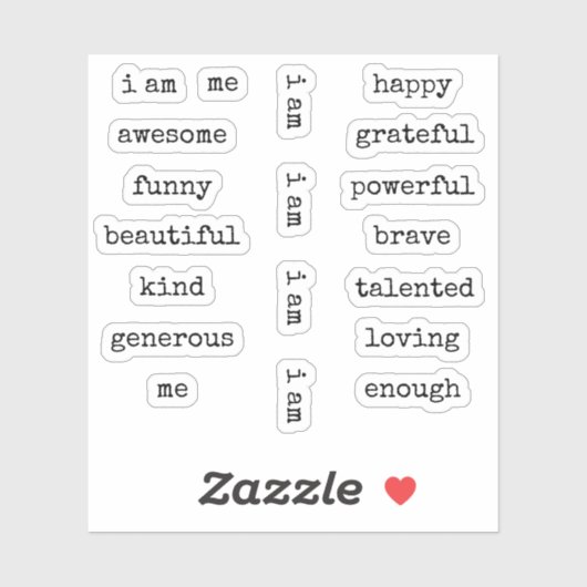 Ich bin Affirmation Motivierend Aufkleber (Blatt)