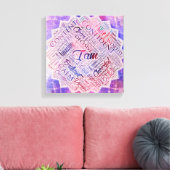 Ich bin Affirmation Word Cloud Art in lotus Leinwanddruck (Insitu (Wohnzimmer))
