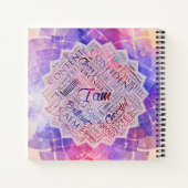 Ich bin Affirmation Word Cloud Art in lotus Notizblock (Rückseite)