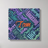 Ich bin Affirmation Word Cloud Art Leinwanddruck (Vorderseite)