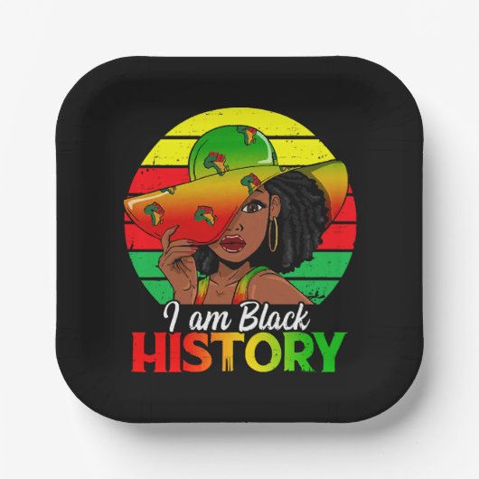 Ich bin Afrikanisch-Schwarzgeschichte Pappteller (Vorderseite)