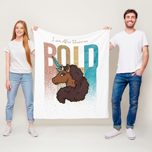 Ich bin Afro Unicorn | Fett-Glitzer-Design Fleecedecke (Beispiel)