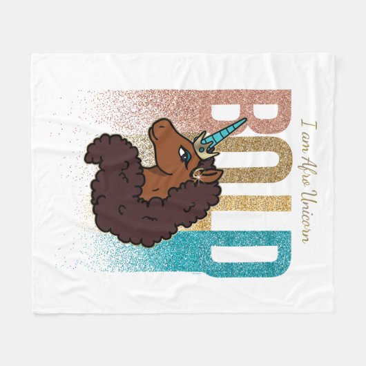 Ich bin Afro Unicorn | Fett-Glitzer-Design Fleecedecke (Vorderseite (Horizontal))