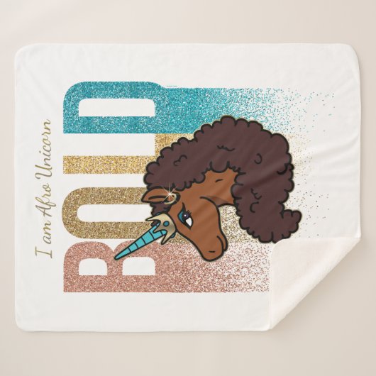 Ich bin Afro Unicorn | Fett-Glitzer-Design Sherpadecke (Vorderseite (Horizontal))