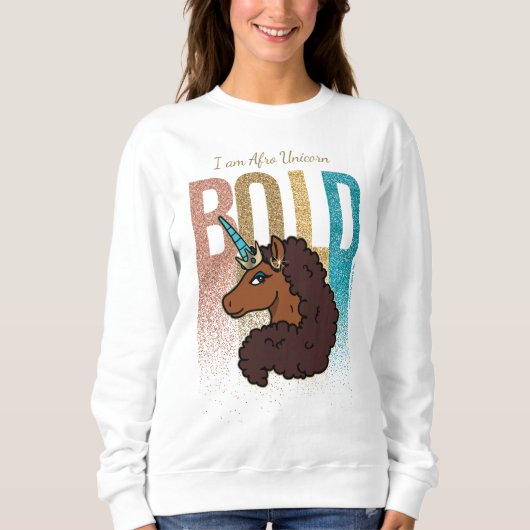 Ich bin Afro Unicorn | Fett-Glitzer-Design Sweatshirt (Vorderseite)